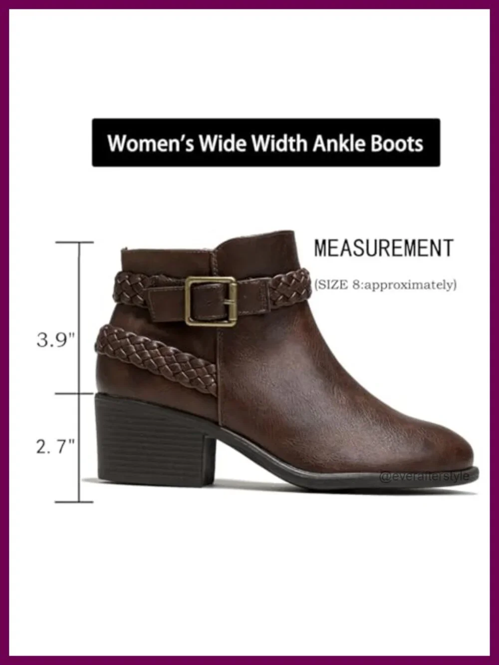 Wide Width Ankle Boots with Side Zipper, Memory Foam